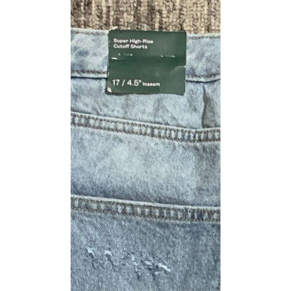 Wild Fable 17 Button Fly Super High Rise Cut Off Denim Short Shorts Blue NWT - Picture 10 of 10